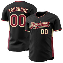 Laden Sie das Bild in den Galerie-Viewer, Uksn Individuelles Schwarz Karmesinrot-Creme Klassischer Farbblock Seitenpanel-Streifen Authentisches Baseball-Trikot