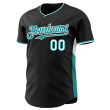 Laden Sie das Bild in den Galerie-Viewer, Uksn Individuelles Schwarz Petrol-Weiß Klassischer Farbblock Seitenpanel-Streifen Authentisches Baseball-Trikot