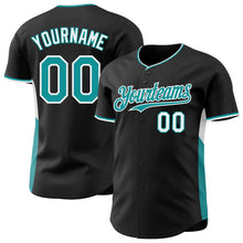 Laden Sie das Bild in den Galerie-Viewer, Uksn Individuelles Schwarz Petrol-Weiß Klassischer Farbblock Seitenpanel-Streifen Authentisches Baseball-Trikot