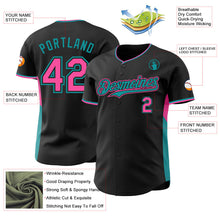 Laden Sie das Bild in den Galerie-Viewer, Uksn Individuelles Schwarz Pink-Petrol Klassischer Farbblock Seitenpanel-Streifen Authentisches Baseball-Trikot