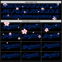 Laden Sie das Bild in den Galerie-Viewer, Uksn Individuelles Schwarz Rot-Royalblau Kirschblüten Sakura Authentisches Baseball-Trikot