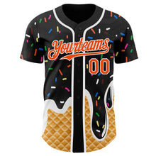 Laden Sie das Bild in den Galerie-Viewer, Uksn Individuelles Schwarz Orange-Weiß Eiscreme Waffel Foodie Dessert Authentisches Baseball-Trikot