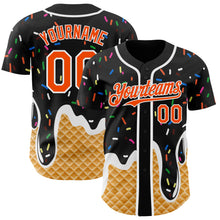 Laden Sie das Bild in den Galerie-Viewer, Uksn Individuelles Schwarz Orange-Weiß Eiscreme Waffel Foodie Dessert Authentisches Baseball-Trikot