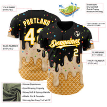 Laden Sie das Bild in den Galerie-Viewer, Uksn Individuelles Schwarz Creme-Gold Eiscreme Waffel Foodie Dessert Authentisches Baseball-Trikot