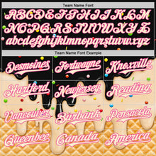 Laden Sie das Bild in den Galerie-Viewer, Uksn Individuelles Schwarz Creme-Pink Eiscreme Waffel Foodie Dessert Authentisches Baseball-Trikot