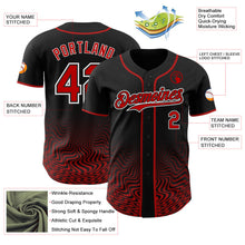 Laden Sie das Bild in den Galerie-Viewer, Uksn Individuelles Schwarz Rot-Weiß Fließende Welle Psychedelischer Wirbel Authentisches Baseball-Trikot