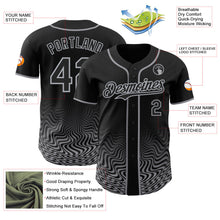 Laden Sie das Bild in den Galerie-Viewer, Uksn Individuelles Schwarz-Grau Fließende Welle Psychedelischer Wirbel Authentisches Baseball-Trikot