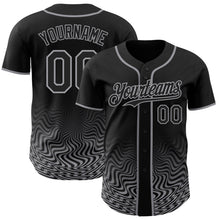 Laden Sie das Bild in den Galerie-Viewer, Uksn Individuelles Schwarz-Grau Fließende Welle Psychedelischer Wirbel Authentisches Baseball-Trikot