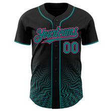 Laden Sie das Bild in den Galerie-Viewer, Uksn Individuelles Schwarz Pink-Petrol Fließende Welle Psychedelischer Wirbel Authentisches Baseball-Trikot