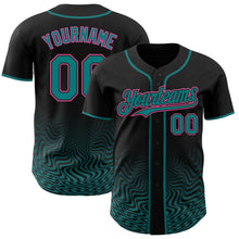 Laden Sie das Bild in den Galerie-Viewer, Uksn Individuelles Schwarz Pink-Petrol Fließende Welle Psychedelischer Wirbel Authentisches Baseball-Trikot