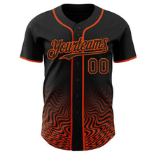 Laden Sie das Bild in den Galerie-Viewer, Uksn Individuelles Schwarz-Orange Fließende Welle Psychedelischer Wirbel Authentisches Baseball-Trikot