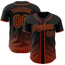 Laden Sie das Bild in den Galerie-Viewer, Uksn Individuelles Schwarz-Orange Fließende Welle Psychedelischer Wirbel Authentisches Baseball-Trikot