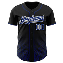 Laden Sie das Bild in den Galerie-Viewer, Uksn Individuelles Schwarz Royalblau-Weiß Fließende Welle Psychedelischer Wirbel Authentisches Baseball-Trikot