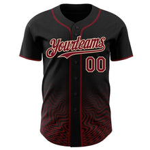 Laden Sie das Bild in den Galerie-Viewer, Uksn Individuelles Schwarz Karmesinrot-City Creme Fließende Welle Psychedelischer Wirbel Authentisches Baseball-Trikot