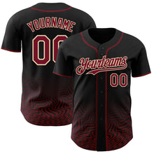Laden Sie das Bild in den Galerie-Viewer, Uksn Individuelles Schwarz Karmesinrot-City Creme Fließende Welle Psychedelischer Wirbel Authentisches Baseball-Trikot