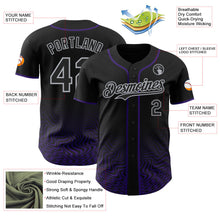 Laden Sie das Bild in den Galerie-Viewer, Uksn Individuelles Schwarz Violett-Grau Fließende Welle Psychedelischer Wirbel Authentisches Baseball-Trikot