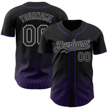 Laden Sie das Bild in den Galerie-Viewer, Uksn Individuelles Schwarz Violett-Grau Fließende Welle Psychedelischer Wirbel Authentisches Baseball-Trikot
