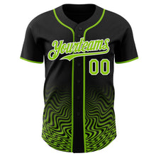 Laden Sie das Bild in den Galerie-Viewer, Uksn Individuelles Schwarz Neongrün-Weiß Fließende Welle Psychedelischer Wirbel Authentisches Baseball-Trikot
