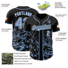 Laden Sie das Bild in den Galerie-Viewer, Uksn Individuelles Schwarz Hellblau-Weiß Flüssige Welle Klecksspritzer Authentisches Baseball-Trikot