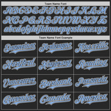 Laden Sie das Bild in den Galerie-Viewer, Uksn Individuelles Schwarz Hellblau-Weiß Flüssige Welle Klecksspritzer Authentisches Baseball-Trikot