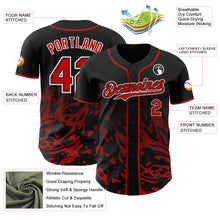 Laden Sie das Bild in den Galerie-Viewer, Uksn Individuelles Schwarz Rot-Weiß Flüssige Welle Klecksspritzer Authentisches Baseball-Trikot