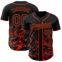 Laden Sie das Bild in den Galerie-Viewer, Uksn Individuelles Schwarz-Orange Flüssige Welle Klecksspritzer Authentisches Baseball-Trikot