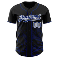 Laden Sie das Bild in den Galerie-Viewer, Uksn Individuelles Schwarz Royalblau-Weiß Flüssige Welle Klecksspritzer Authentisches Baseball-Trikot