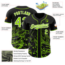 Laden Sie das Bild in den Galerie-Viewer, Uksn Individuelles Schwarz Neongrün-Weiß Flüssige Welle Klecksspritzer Authentisches Baseball-Trikot