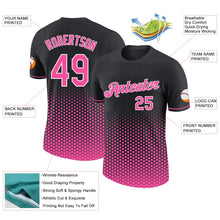 Laden Sie das Bild in den Galerie-Viewer, Uksn Individuelles Schwarz Pink-Weiß Geometrisch Sechseckig Punkt Farbverlauf Funktions-T-Shirt