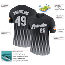 Laden Sie das Bild in den Galerie-Viewer, Uksn Individuelles Schwarz Grau-Weiß Geometrisch Sechseckig Punkt Farbverlauf Funktions-T-Shirt