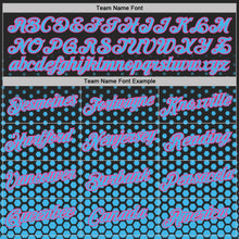 Laden Sie das Bild in den Galerie-Viewer, Uksn Individuelles Schwarz Himmelblau-Pink Geometrisch Sechseckig Punkt Farbverlauf Funktions-T-Shirt