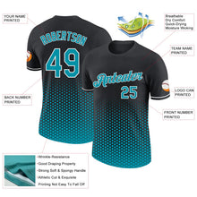 Laden Sie das Bild in den Galerie-Viewer, Uksn Individuelles Schwarz Petrol-Weiß Geometrisch Sechseckig Punkt Farbverlauf Funktions-T-Shirt