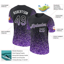 Laden Sie das Bild in den Galerie-Viewer, Uksn Individuelles Schwarz Violett-Weiß Buntes Funkeln Farbverlauf Punkte Funktions-T-Shirt