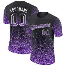 Laden Sie das Bild in den Galerie-Viewer, Uksn Individuelles Schwarz Violett-Weiß Buntes Funkeln Farbverlauf Punkte Funktions-T-Shirt