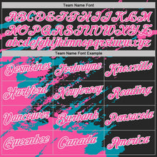 Laden Sie das Bild in den Galerie-Viewer, Uksn Individuelles Schwarz Pink Petrol-Weiß Pinselstrich Zerbrochen Spritzer Funktions-T-Shirt