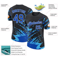 Laden Sie das Bild in den Galerie-Viewer, Uksn Individuelles Schwarz Gewitterblau Himmelblau-Weiß Pinselstrich Zerbrochen Spritzer Funktions-T-Shirt