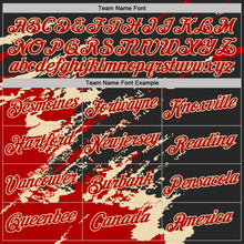 Laden Sie das Bild in den Galerie-Viewer, Uksn Individuelles Schwarz Rot-Creme Pinselstrich Zerbrochen Spritzer Funktions-T-Shirt