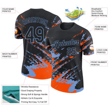 Laden Sie das Bild in den Galerie-Viewer, Uksn Individuelles Schwarz Orange-Puderblau Pinselstrich Zerbrochen Spritzer Funktions-T-Shirt