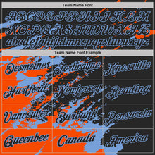 Laden Sie das Bild in den Galerie-Viewer, Uksn Individuelles Schwarz Orange-Puderblau Pinselstrich Zerbrochen Spritzer Funktions-T-Shirt