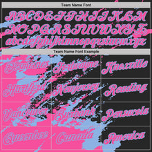 Laden Sie das Bild in den Galerie-Viewer, Uksn Individuelles Schwarz Pink-Hellblau Pinselstrich Zerbrochen Spritzer Funktions-T-Shirt