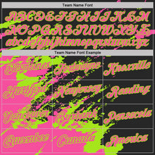 Laden Sie das Bild in den Galerie-Viewer, Uksn Individuelles Schwarz Pink-Neongrün Pinselstrich Zerbrochen Spritzer Funktions-T-Shirt