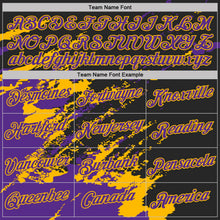 Laden Sie das Bild in den Galerie-Viewer, Uksn Individuelles Schwarz Violett-Gold Pinselstrich Zerbrochen Spritzer Funktions-T-Shirt