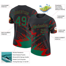 Laden Sie das Bild in den Galerie-Viewer, Uksn Individuelles Schwarz Kelly-Grün-Rot Pinselstrich Zerbrochen Spritzer Funktions-T-Shirt