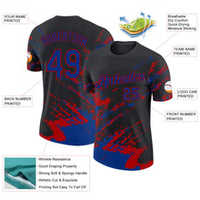 Laden Sie das Bild in den Galerie-Viewer, Uksn Individuelles Schwarz Royalblau-Rot Pinselstrich Zerbrochen Spritzer Funktions-T-Shirt