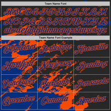 Laden Sie das Bild in den Galerie-Viewer, Uksn Individuelles Schwarz Royalblau-Orange Pinselstrich Zerbrochen Spritzer Funktions-T-Shirt
