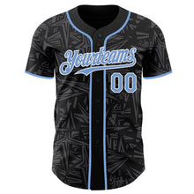 Laden Sie das Bild in den Galerie-Viewer, Uksn Individuelles Schwarz Hellblau Stahlgrau-Weiß Geometrischer Cyber-Sternenburst Authentisches Baseball-Trikot
