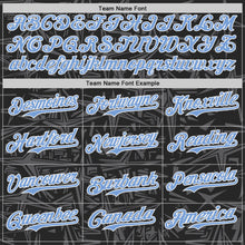 Laden Sie das Bild in den Galerie-Viewer, Uksn Individuelles Schwarz Hellblau Stahlgrau-Weiß Geometrischer Cyber-Sternenburst Authentisches Baseball-Trikot