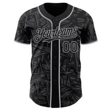 Laden Sie das Bild in den Galerie-Viewer, Uksn Individuelles Schwarz Stahlgrau-Grau Geometrischer Cyber-Sternenburst Authentisches Baseball-Trikot