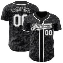 Laden Sie das Bild in den Galerie-Viewer, Uksn Individuelles Schwarz Weiß-Stahlgrau Geometrischer Cyber-Sternenburst Authentisches Baseball-Trikot