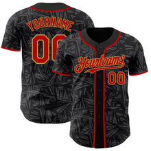 Laden Sie das Bild in den Galerie-Viewer, Uksn Individuelles Schwarz Rot Stahlgrau-Altgold Geometrischer Cyber-Sternenburst Authentisches Baseball-Trikot